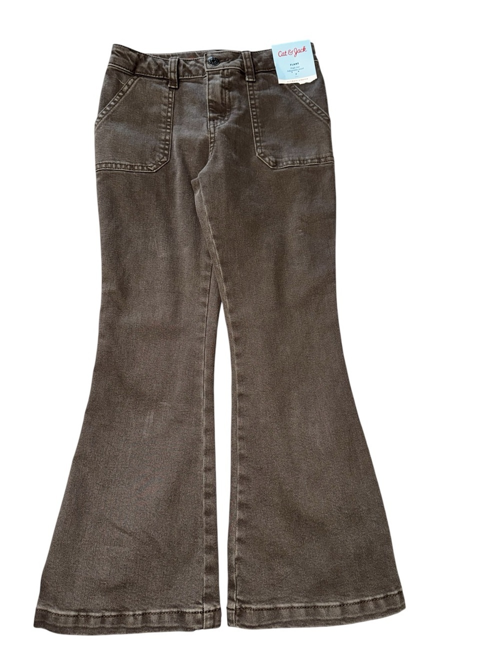 Cat & Jack Brown Flare Pants jean high raise size 7 new